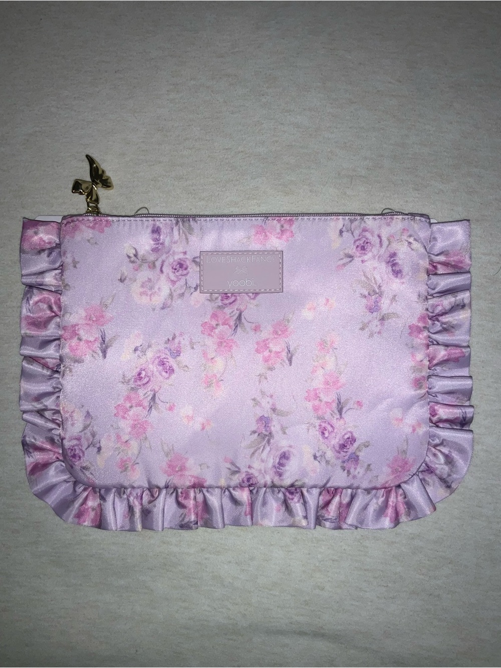 LoveShackFancy x Yoobi Lavender Floral Ruffle Accessory Pouch